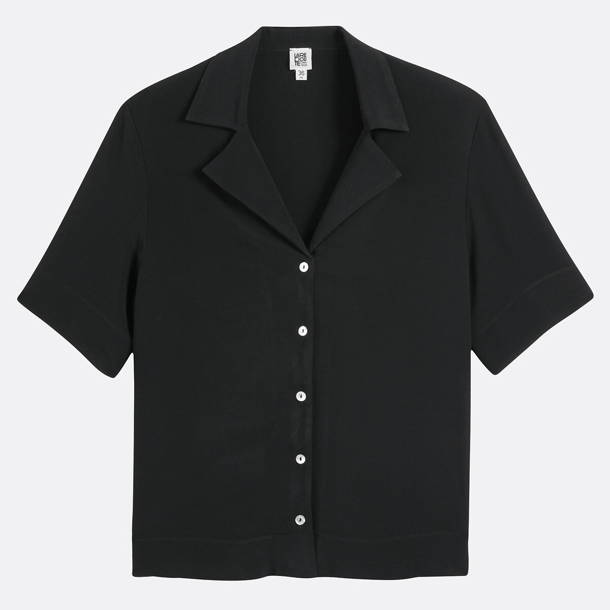 COLEÇÃO LA REDOUTE<br>Blusa com gola de lapela e mangas curtas