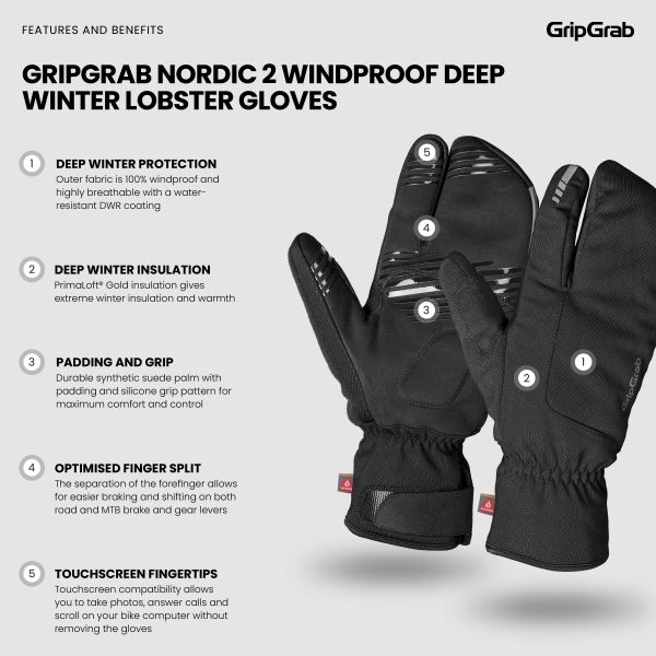 GripGrab Nordic 2 Vinter Cykelhandsker, Black