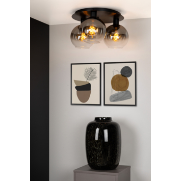 Lucide plafonnière Marius 3x60W zwart