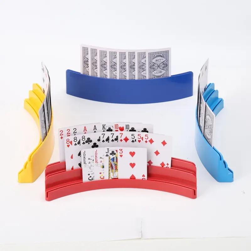 (2er Set) Kunststoff Spielkarten Halter Tisch Karten Ständer Kartenspiel Aufsteller mit 3 Reihen - Blau