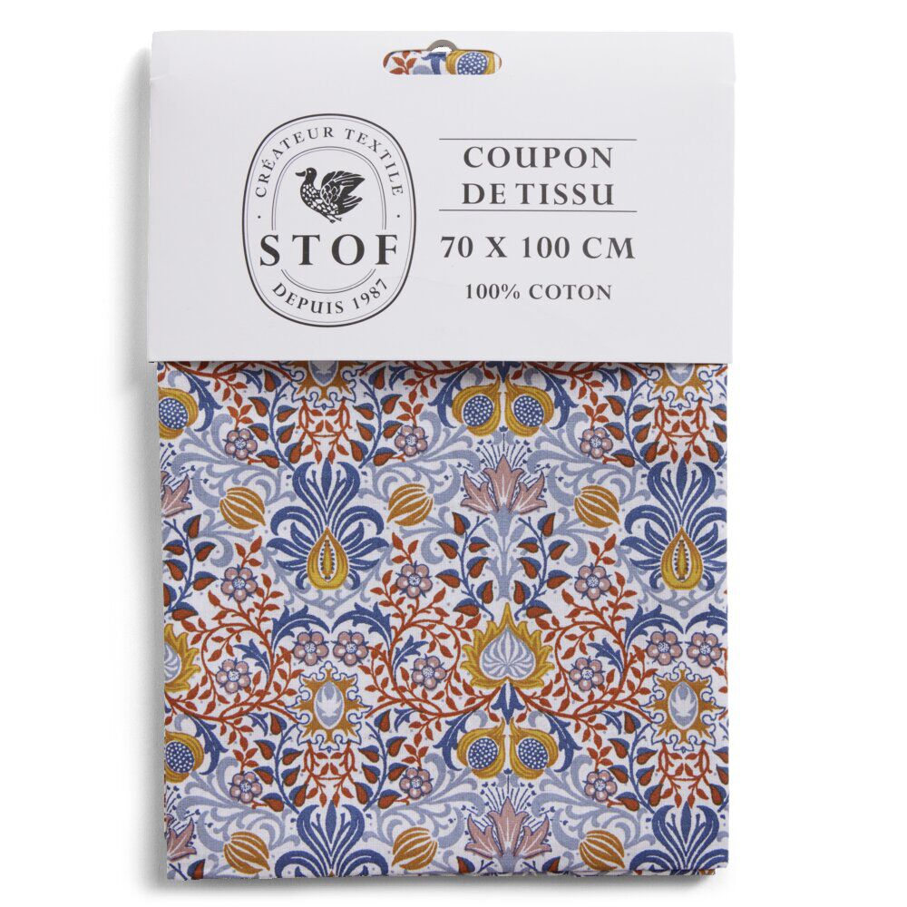 Coupon tissu imprimé Yvette 70x100cm coton rouge