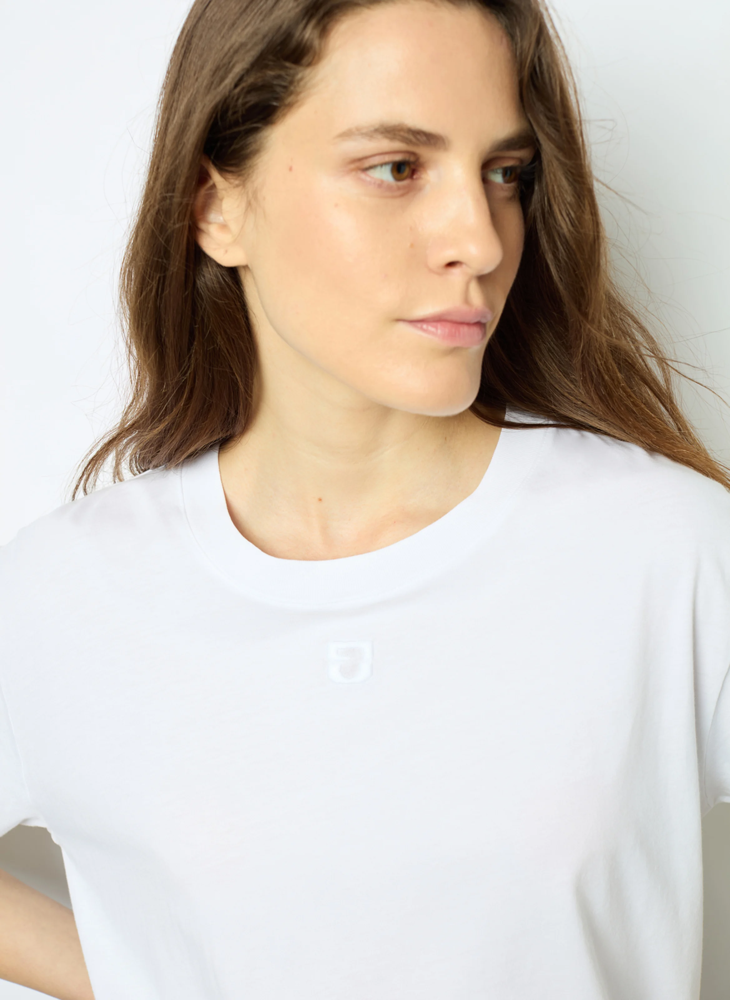 AZEMIA - Tee-shirt col rond droit en coton | Blanc