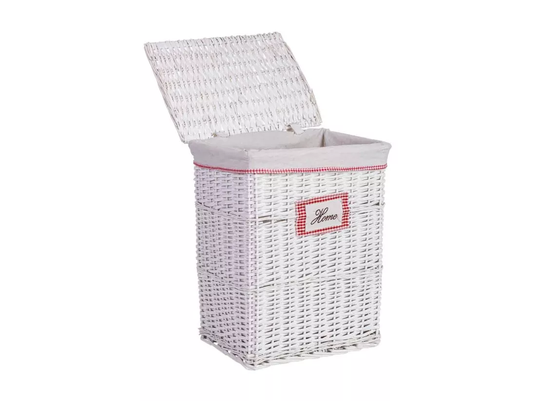 Panier à linge en osier gris 43x33x55h cm