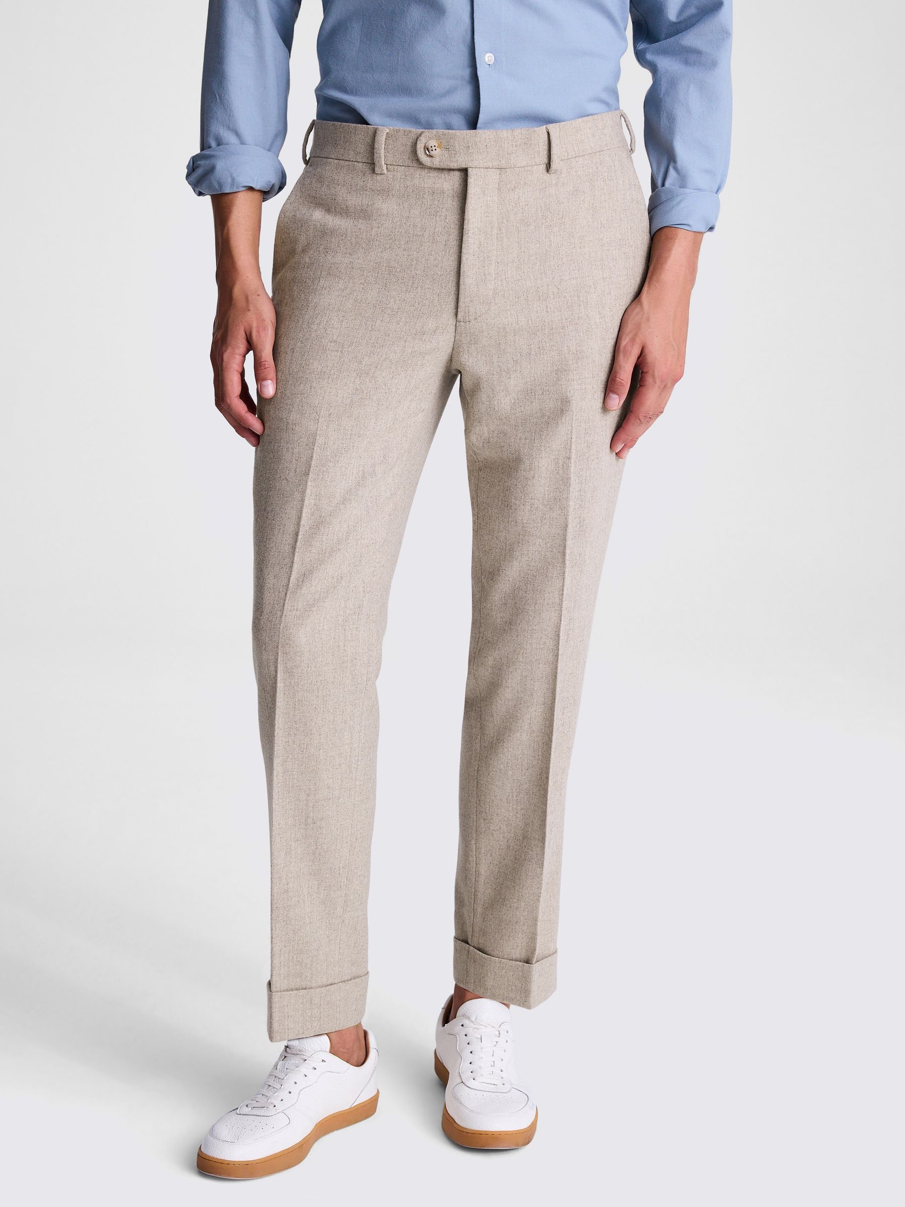 Medium naturel - MOSS - Getailleerde flanellen broek