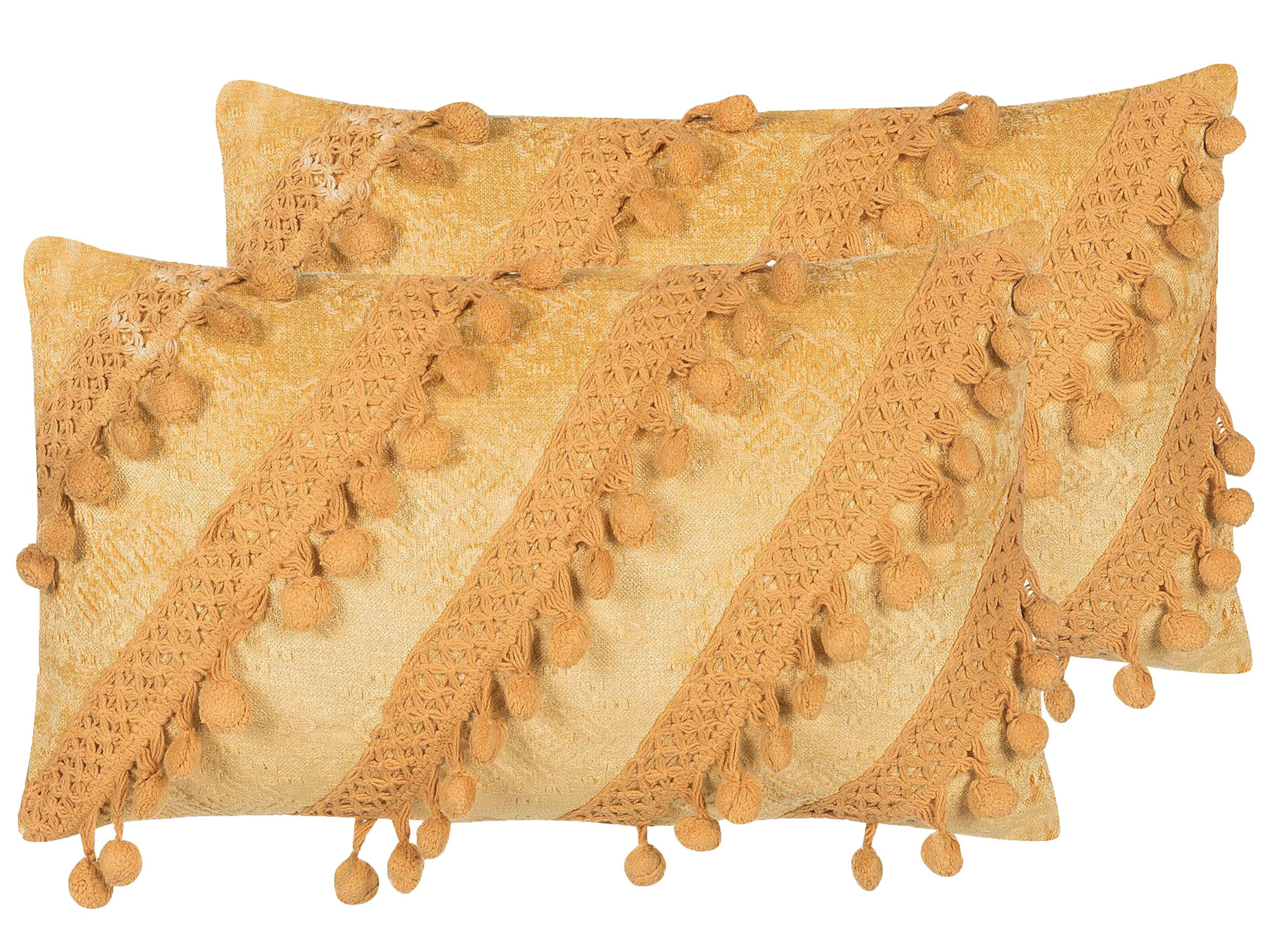 Sierkussen AYROOR 30 x 50 cm Mosterdgeel geometrisch patroon