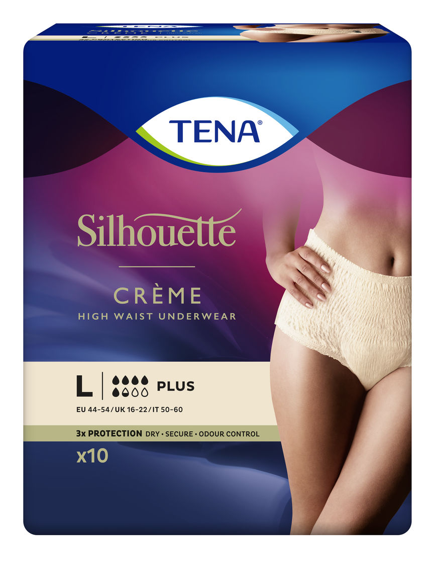 TENA Silhouette Plus High Waist buksebleie str M 10 stk Crème