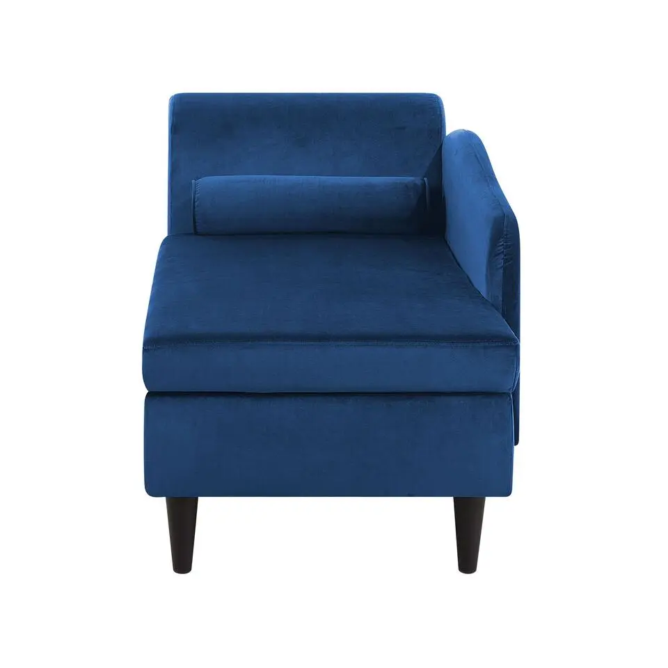 LUIRO - Chaise longue - Blauw - Linkerzijde - Fluweel