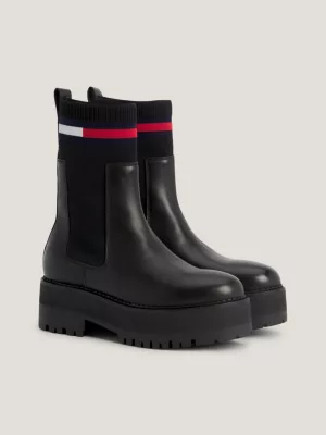 Botas Chelsea de plataforma em couro com sola de sola