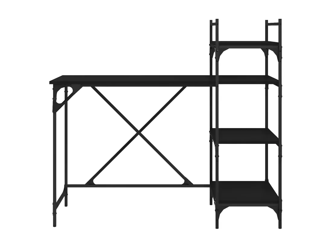 Bureau d'ordinateur avec étagères noir 120x47x109 cm