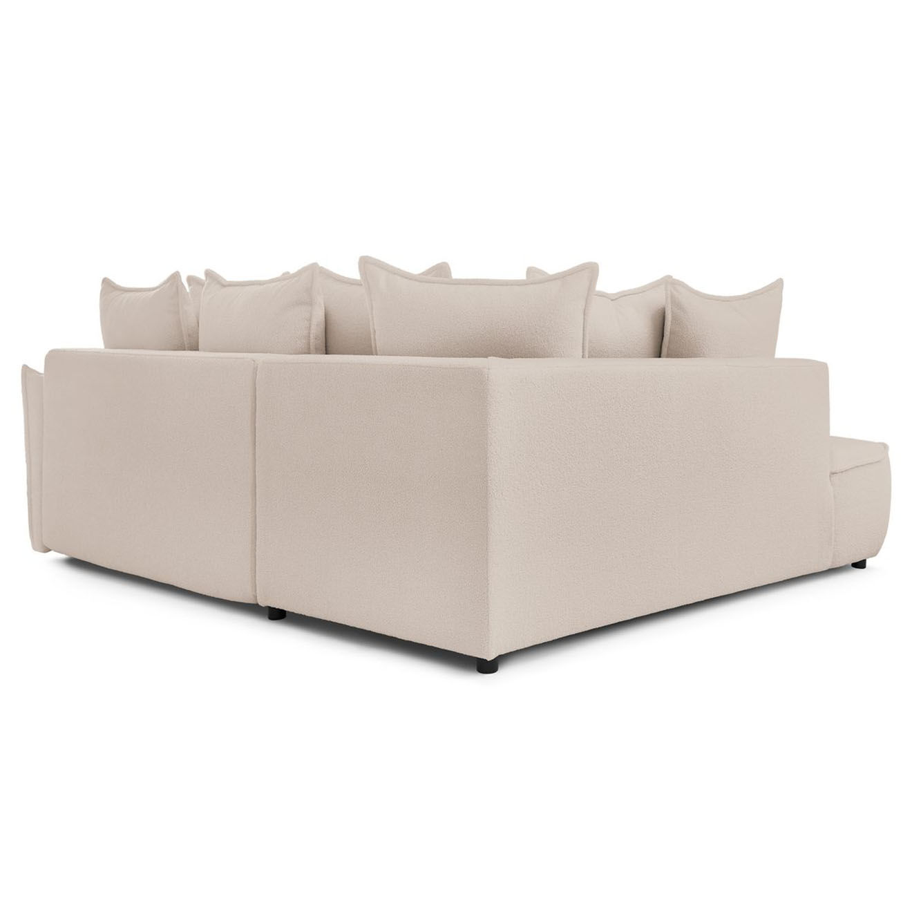 Bobochic Canapé d'angle L gauche convertible bouclette Léon beige - 257x90x194 cm