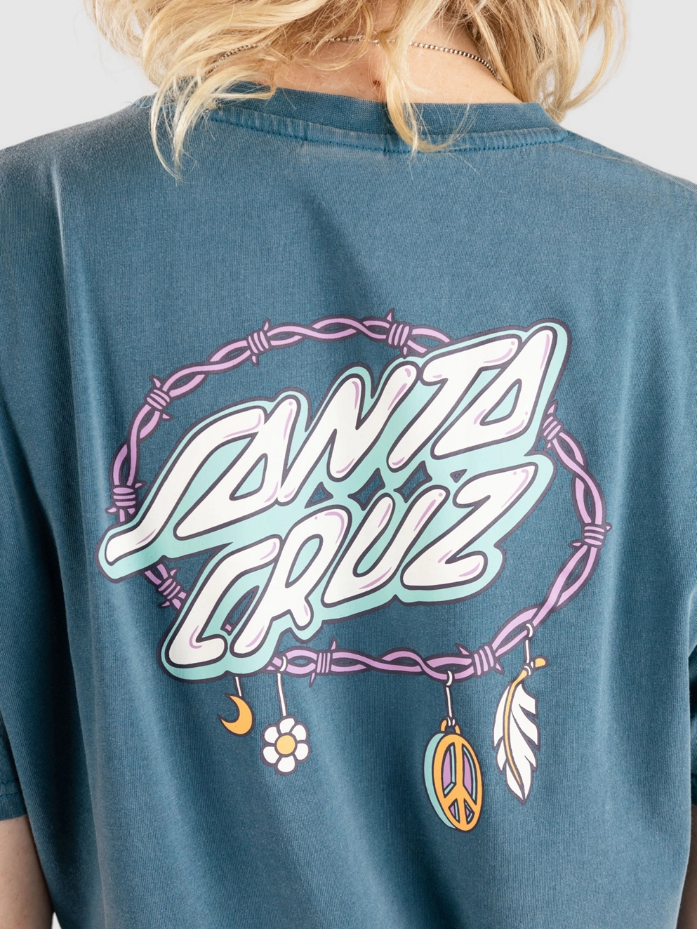 Santa Cruz Barbed Oval Dot T-Shirt dark teal vintage wash