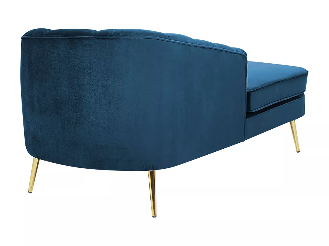 Chaise longue côté droit en velours bleu marine ALLIER