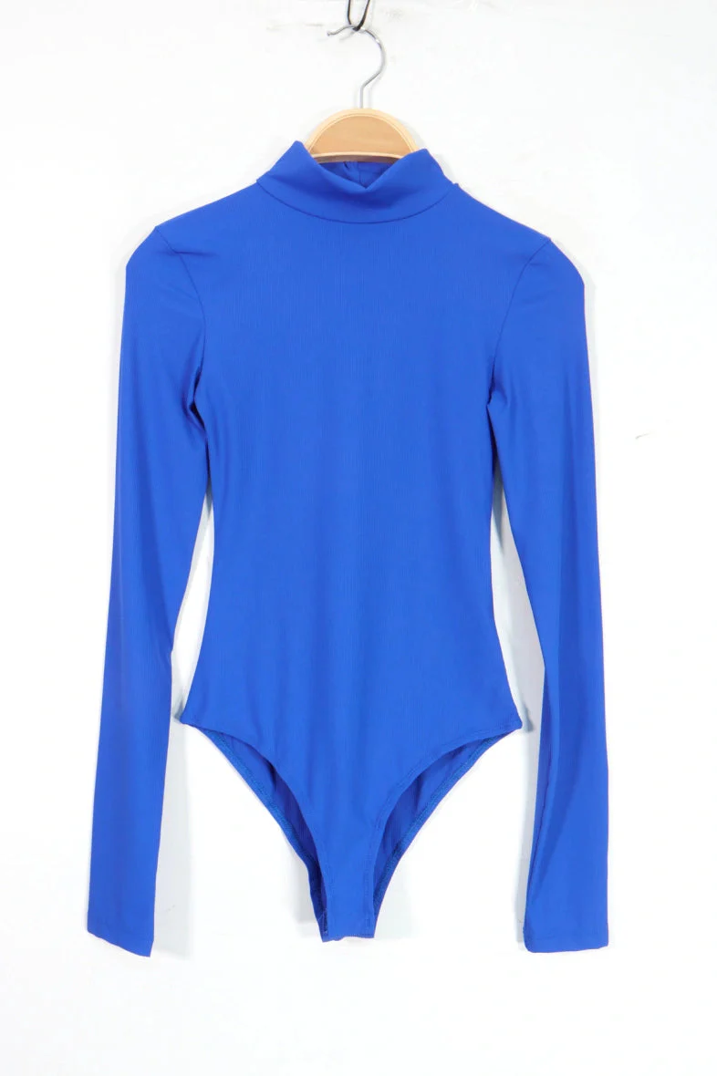 A-bee Long Sleeve Mock Neck Bodysuit 1603 royal blue