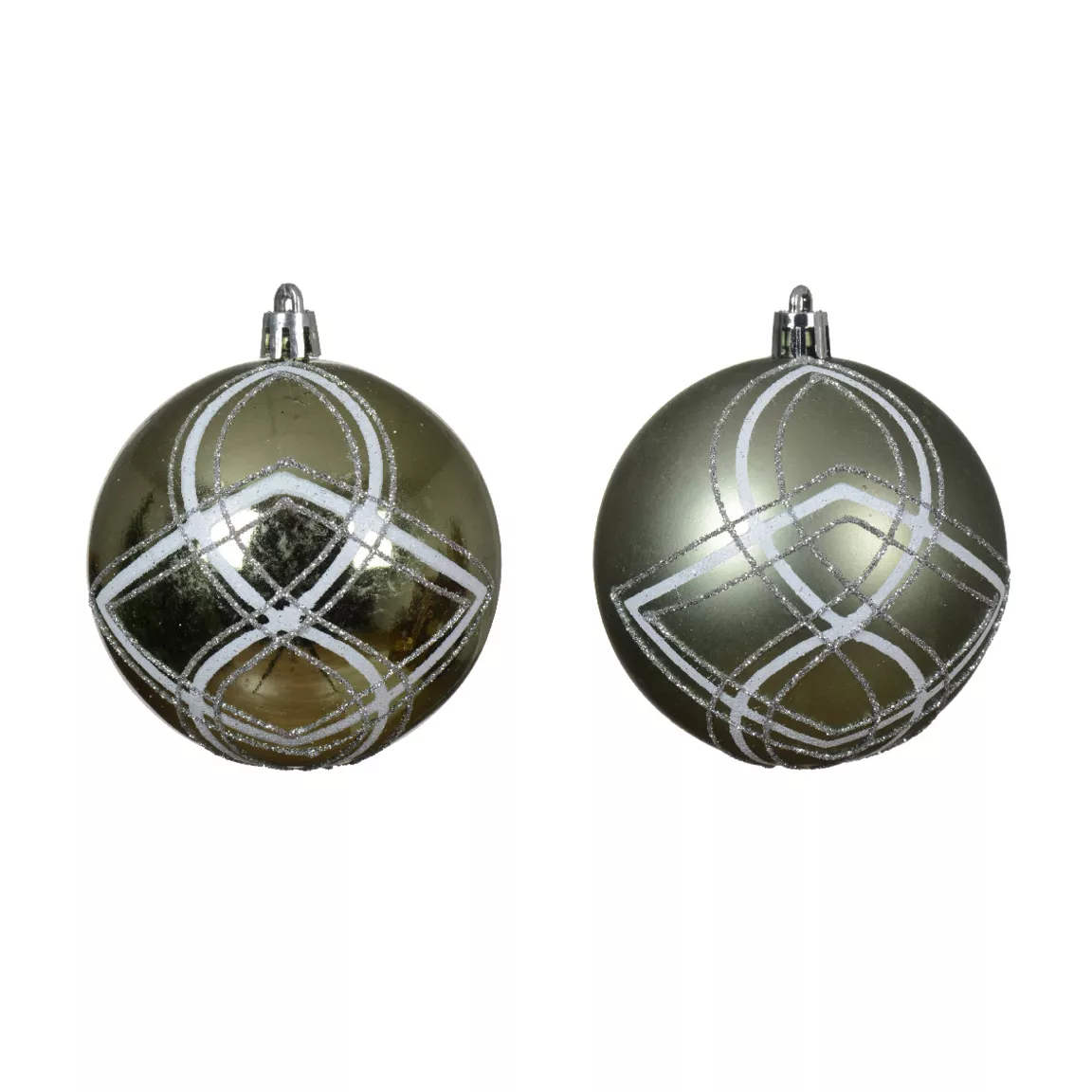 Lot de 12 boules de Noël (D80 mm) Swiss Vert romarin