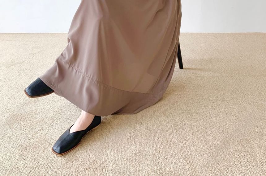 Chubby Girl - Lange mouwen effen geplooide midi-jurk