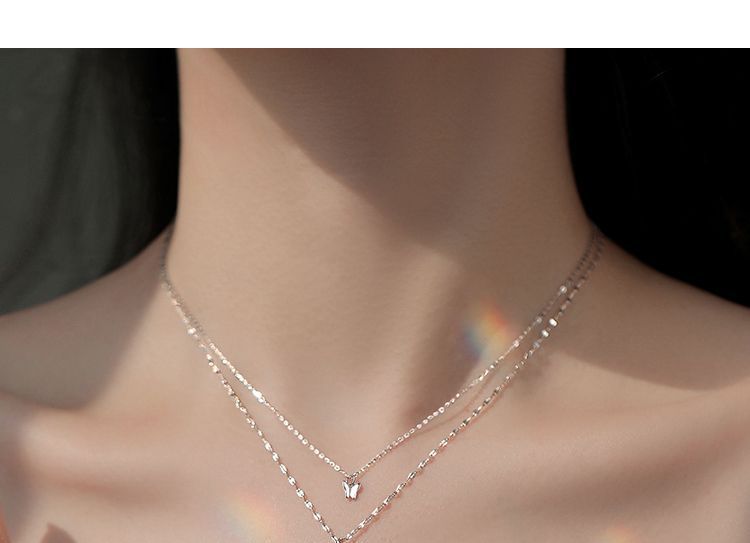 Korrs - Vlinderhanger gelaagde sterlingzilveren ketting