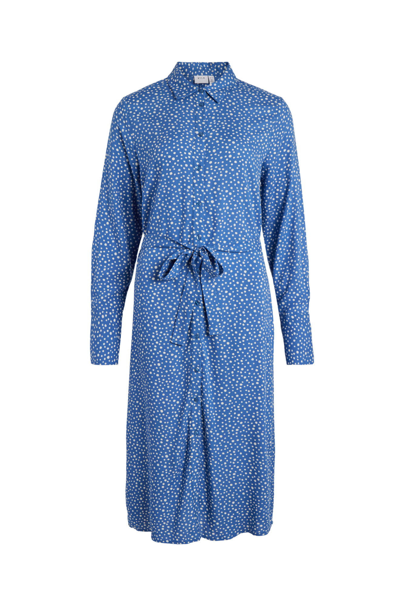 Vestido midi camisa de manga comprida - Azul