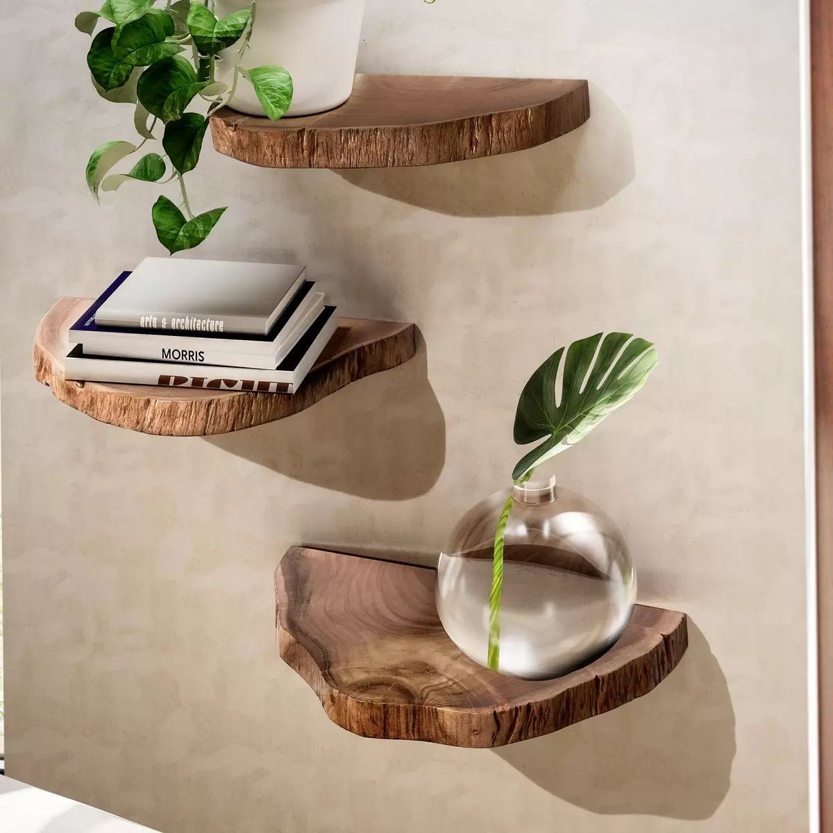 Wandregal 3er-Set Barquera Braun