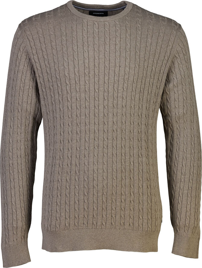 Lindbergh O-neck cable knit Dusty camel mel