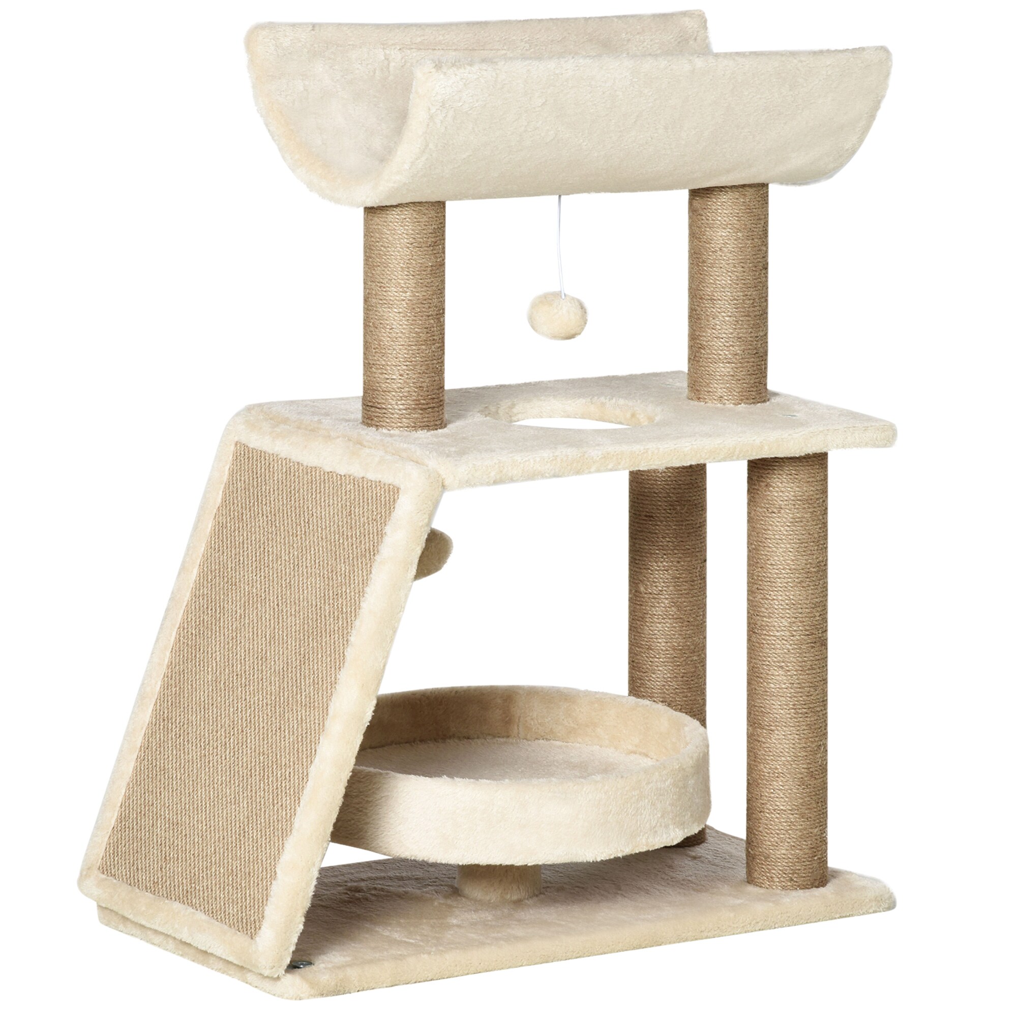 PawHut Kratzbaum mit Kratzbrett braun 60L x 30B x 76H cm