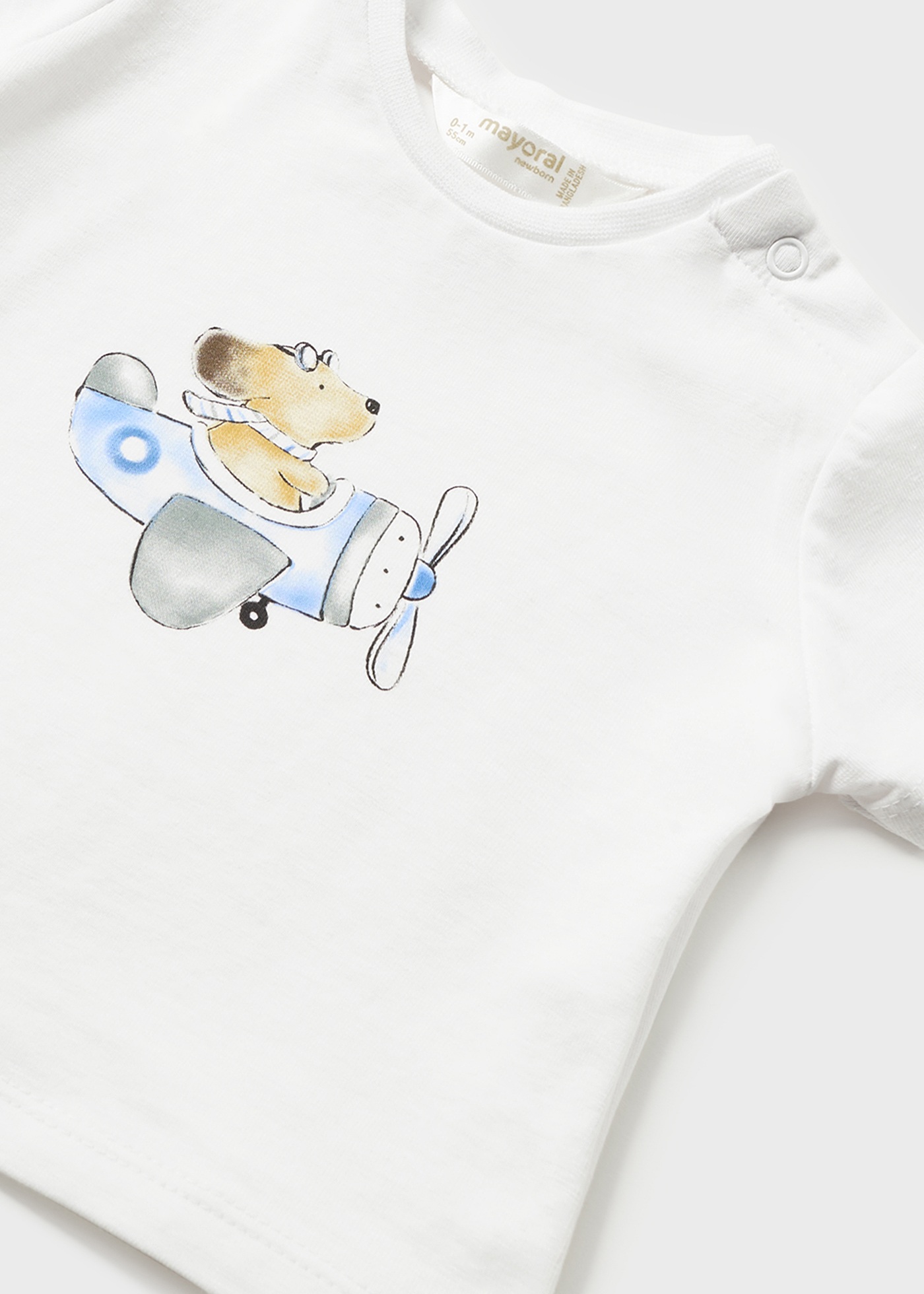 Camiseta de algodão estampada para recém-nascido