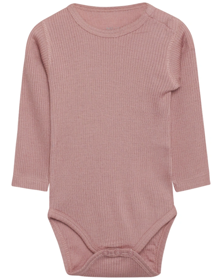Langarm-Body BERRY mit Wolle in woodrose