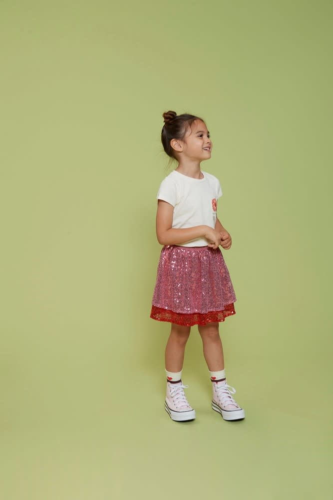 Jubel Jubel t-shirt met crochet zakje - Salsa Sunset offwhite