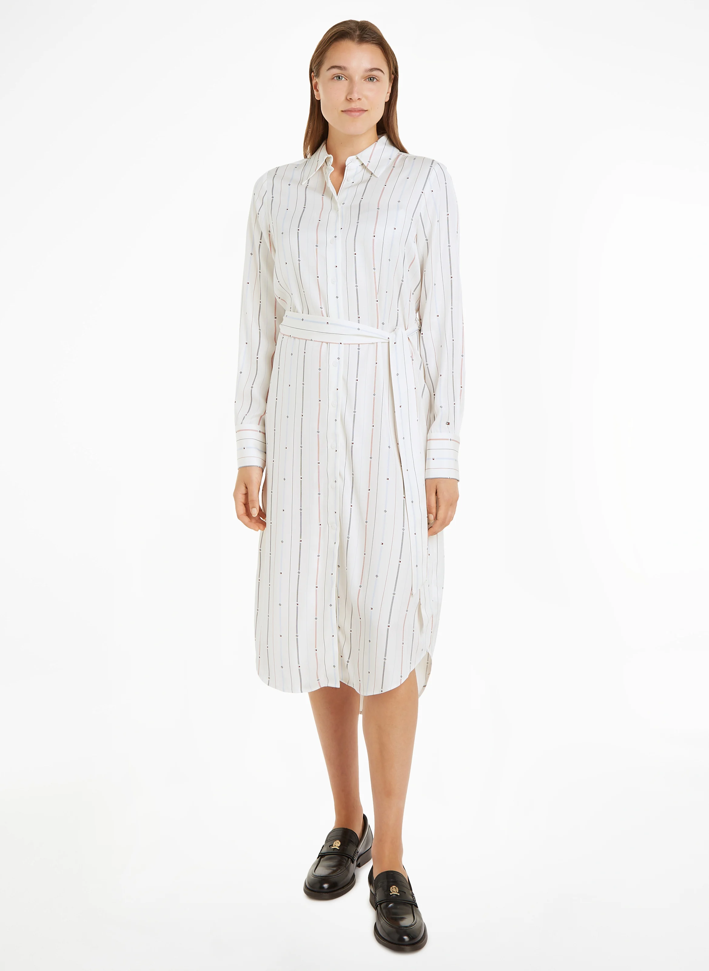 Robe chemise midi imprimée | Blanc