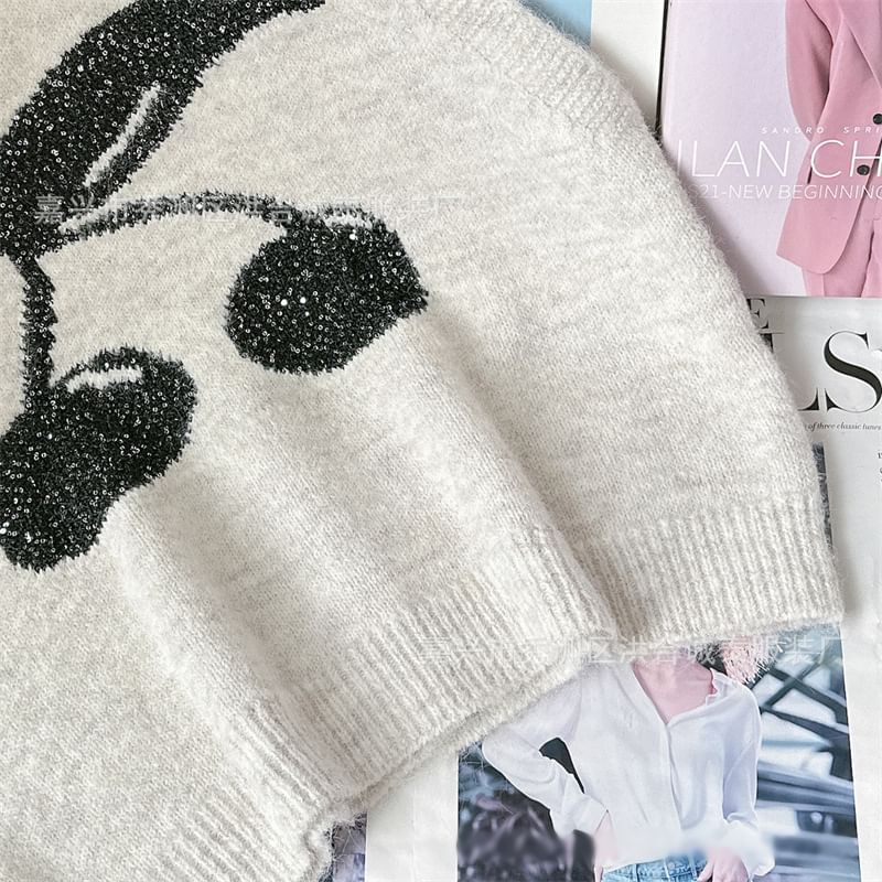 staybabes - Ronde hals trui met kersenmotief