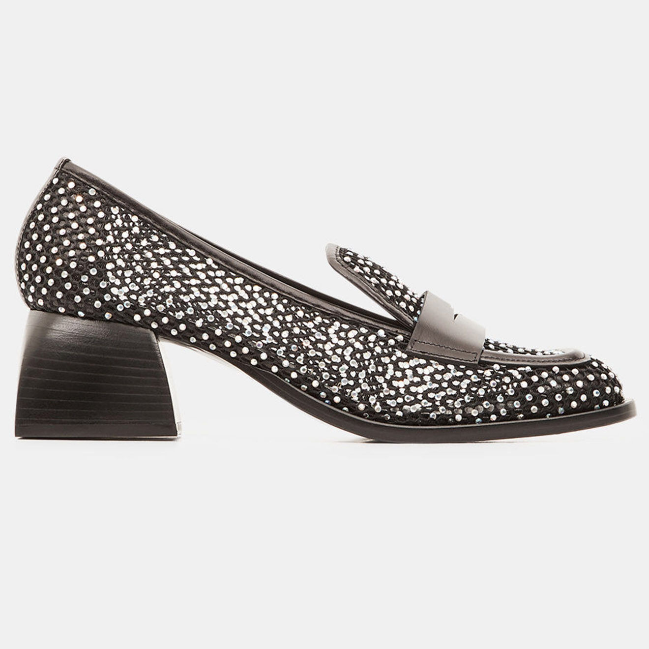 Nodaleto Mocassins à Cristaux Cindy noirs - Talon 5.5 cm