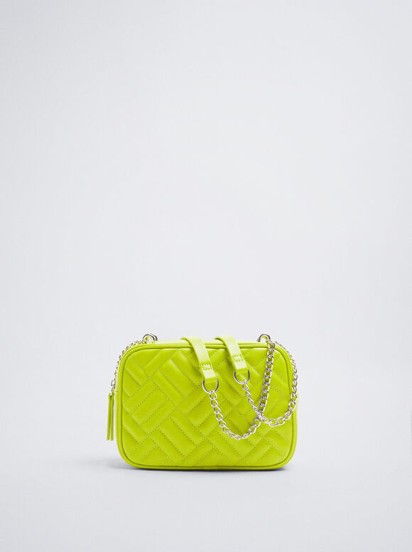 Bolsa acolchoada com corrente - Verde