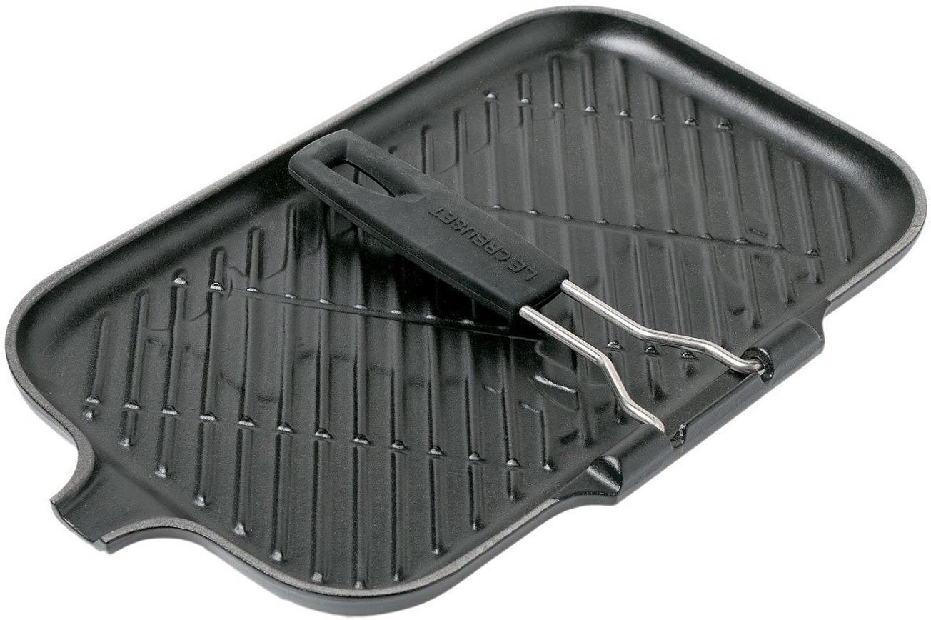 Le Creuset grillpan/skillet 36 cm zwart met inklapbaar handvat