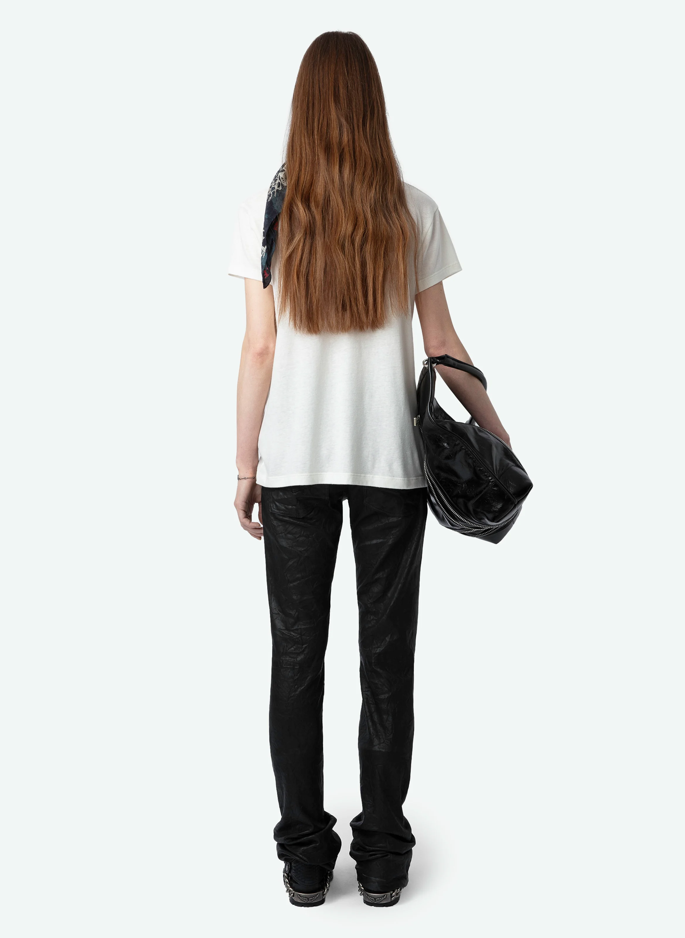 WALK - Tee-shirt col rond droit en coton lin et fibres recyclées mélangé | Blanc