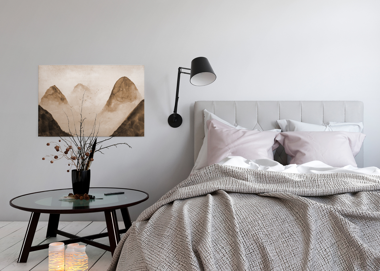 Leinwandbild BERGE - beige-braun - 90x60 cm