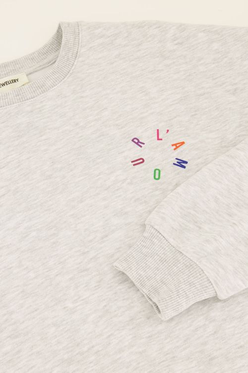 Grijze sweater met multikleur l'amour