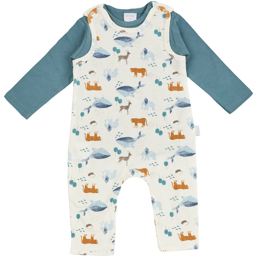 LITTLE Strampler Set New Melange Whale Petrol