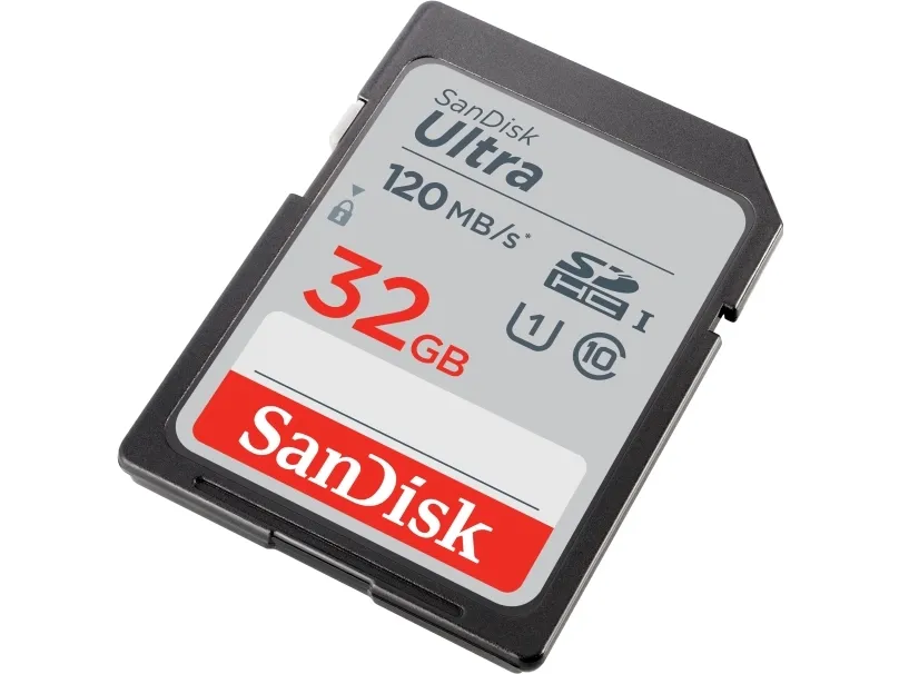 SanDisk Ultra, 32 GB, SDHC, klasse 10, UHS-I, 120 MB/s, klasse 1 (U1)