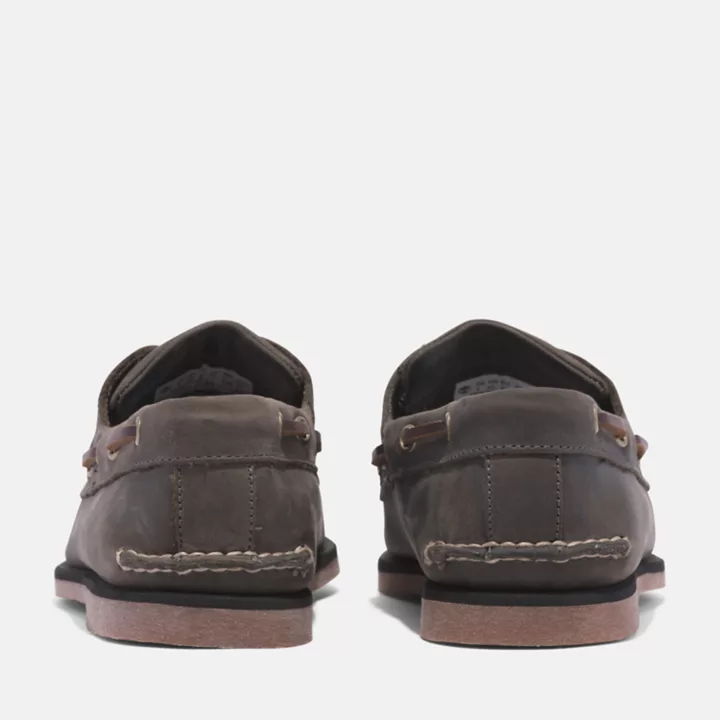 Chaussures bateau classique en cuir pour homme en gris moyen