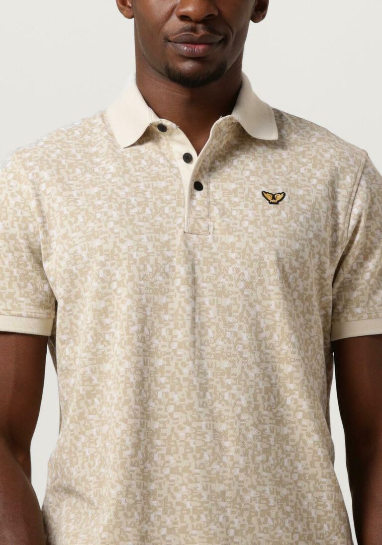 PME LEGEND beige pme legend polo short sleeve polo fine pique all over print