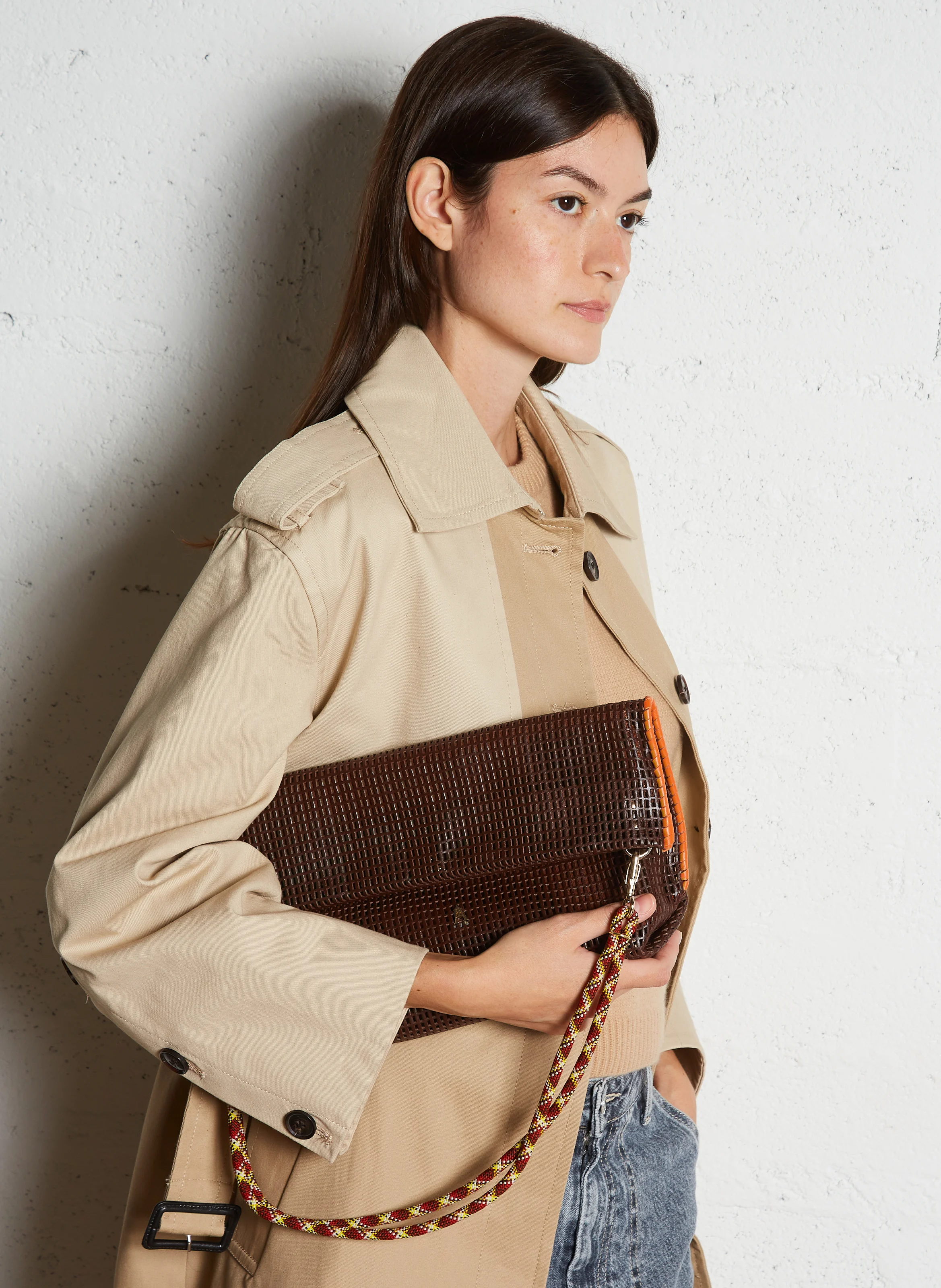 MID - Sac bandoulière en cuir ajouré | Marron