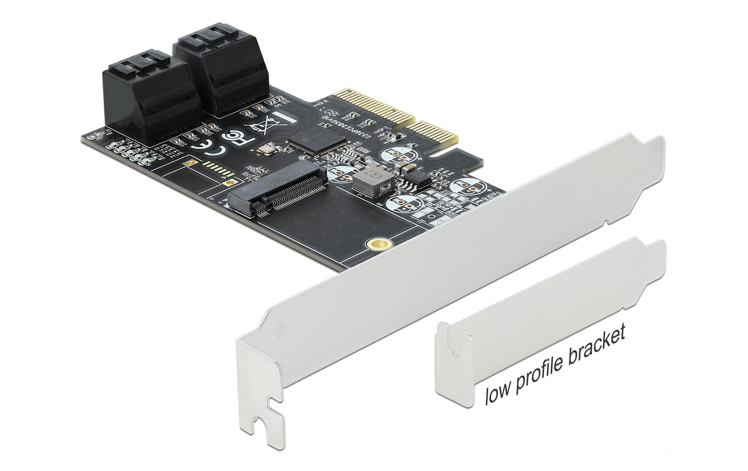 SATA-Controller 4Port SATA & 1Port M.2 SATA PCI-Express-x4Delock 4 Port SATA und 1 Slot M.2 Key B (Format 2242 und 2230) PCI Express x4 Karte