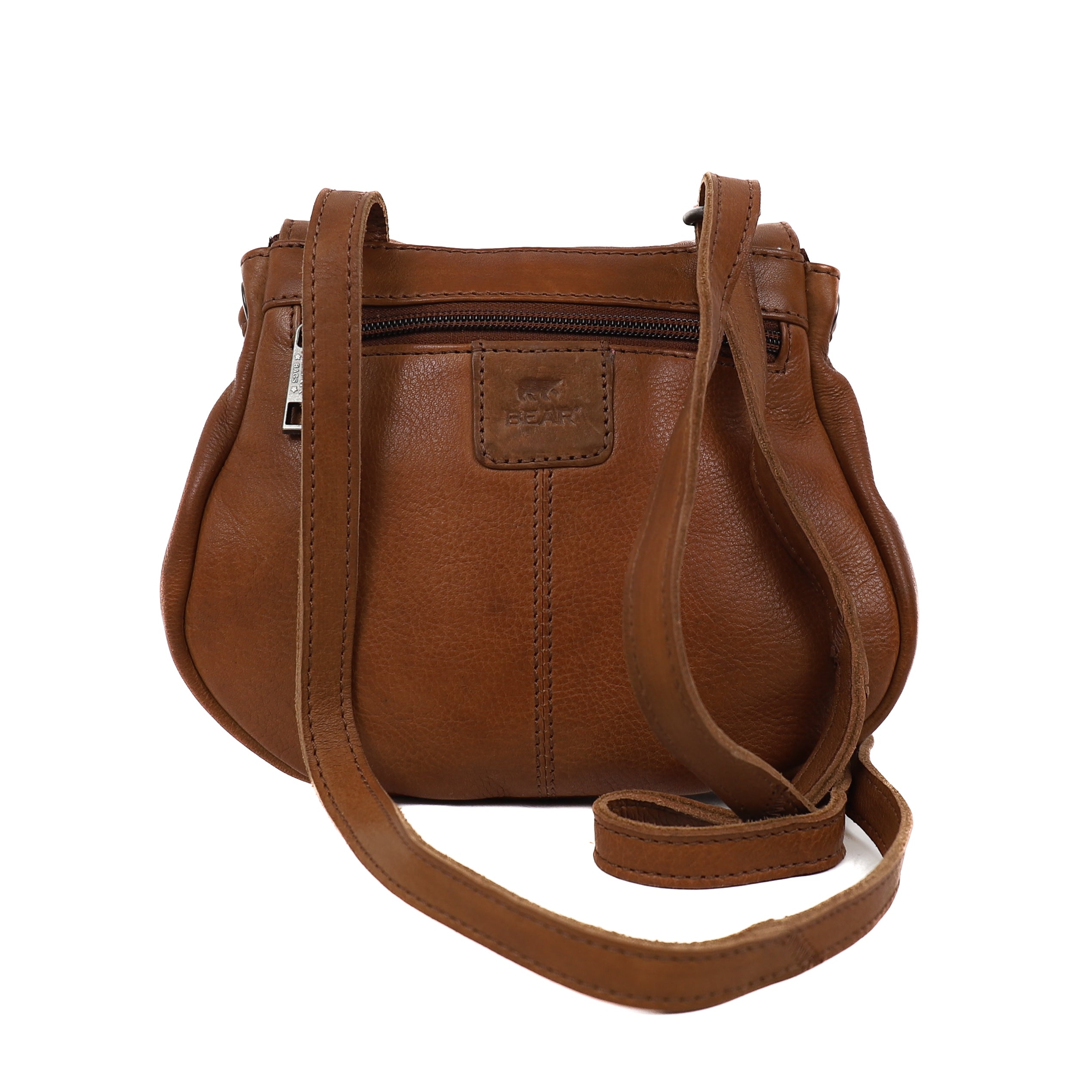 Schoudertasje met trekkoord 'Bouline' cognac Cognac