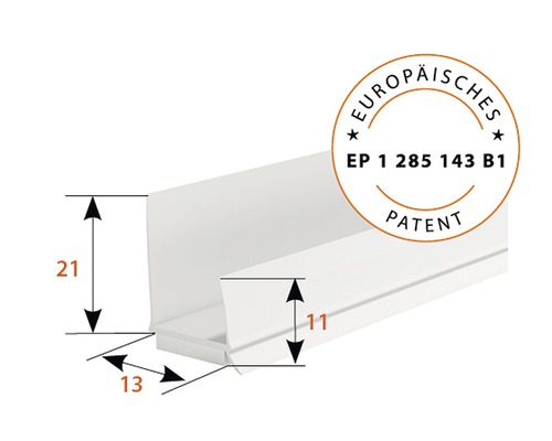 CATNIC PVC-randprofiel inclusief afdichtband voor gipsplaatconstructie, 12,5 mm, 2500 x 13 x 21 mm, bundel = 50 stuks