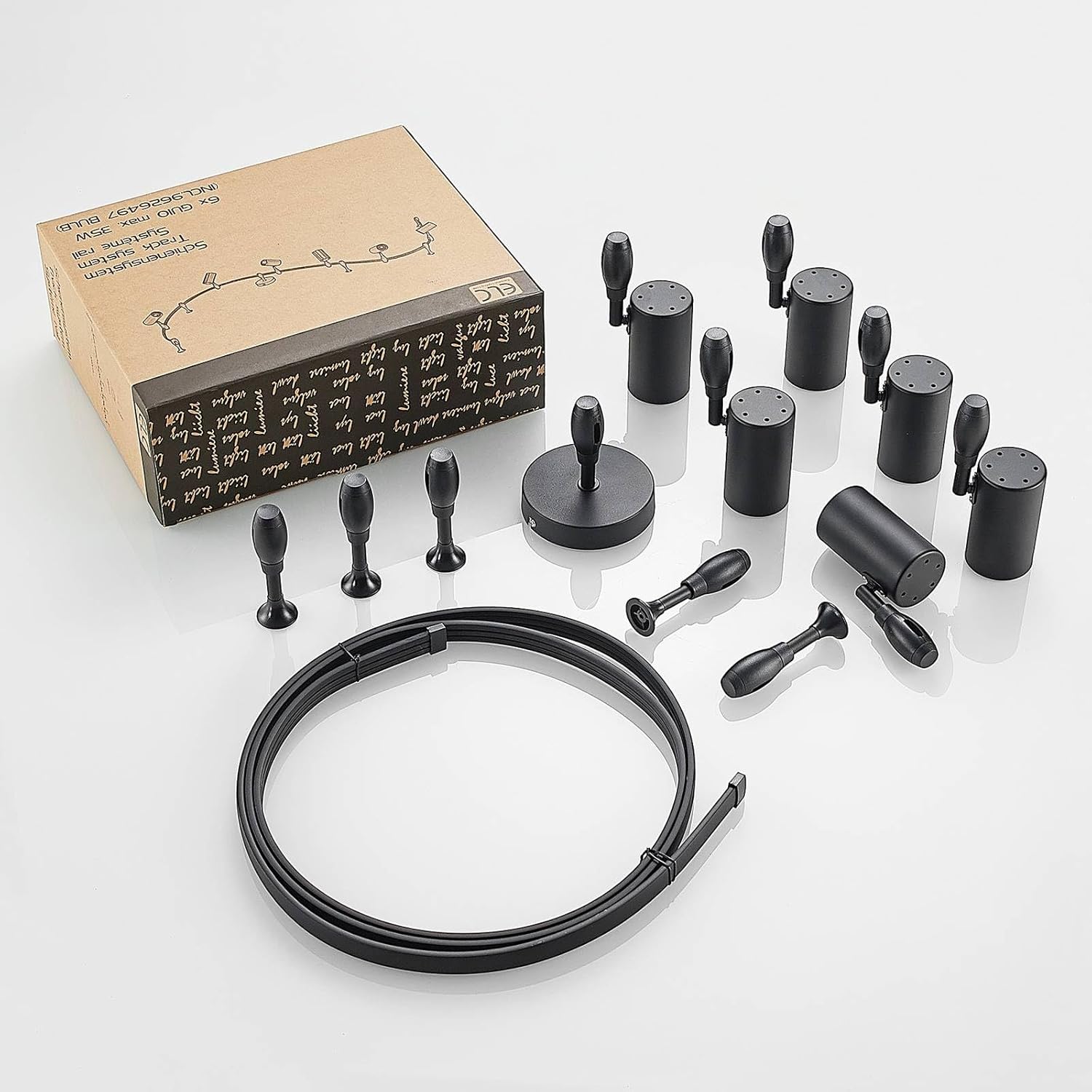 Lindby Stromschienenleuchte Delila (Modern) in Schwarz aus Metall (6 flammig, GU10) - 1-Phasen Stromschiene Stromschienenstrahler Wohnzimmerleuchte