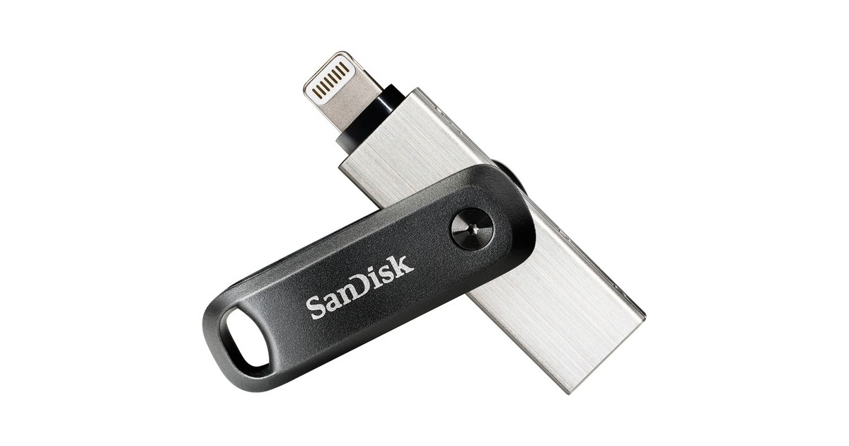 SanDiskiXpand Go 256 GB usb-stick  (Zwart/zilver, USB-A 3.2 Gen 1, Apple Lightning Connector)