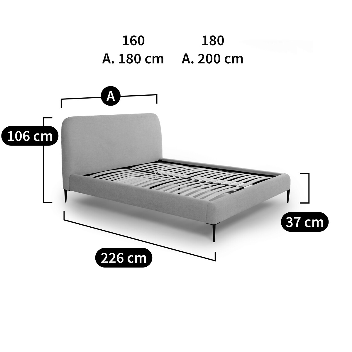AM.PM<br>Cama com estrado de ripas, modelo Oscar, E. Gallina