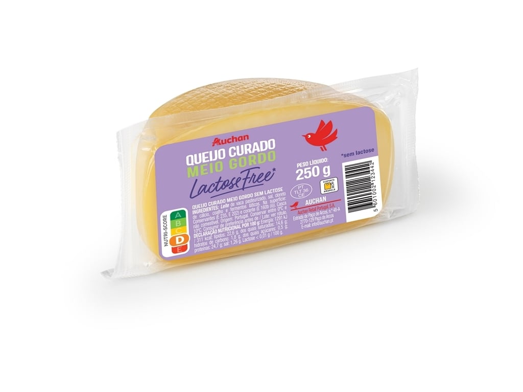 QUEIJO CURADO AUCHAN SEM LACTOSE 250G
