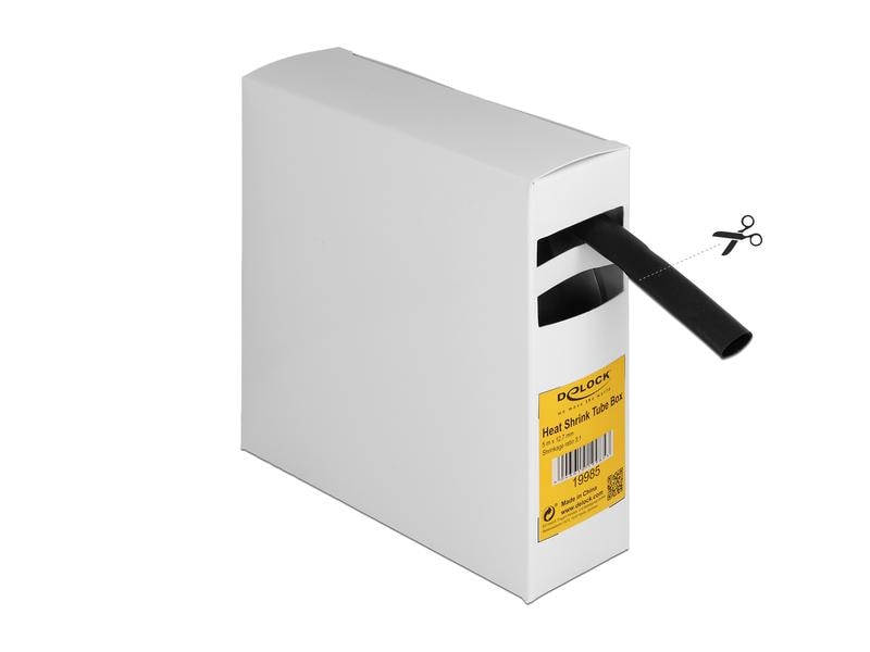 Delock Schrumpfschlauch Box mit Innenkleber, 5 m x 12.7 mm Delock Schrumpfschlauch Box, mit Innenkleber, Schrumpfungsrate 3:1, 5 m x 12.7 mm schwarz