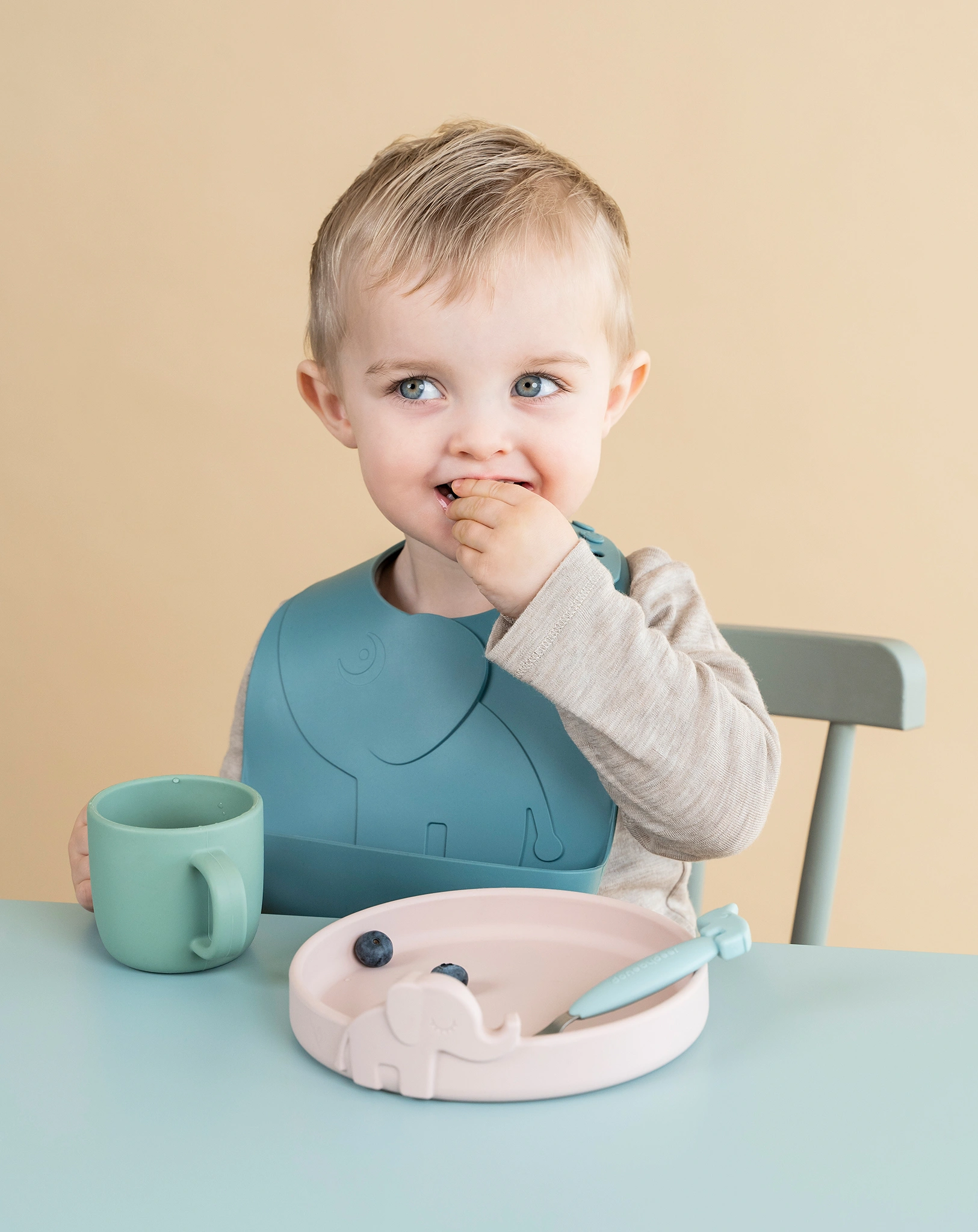 Silikon-Lätzchen PEEKABOO - ELPHEE 2er Pack in blau