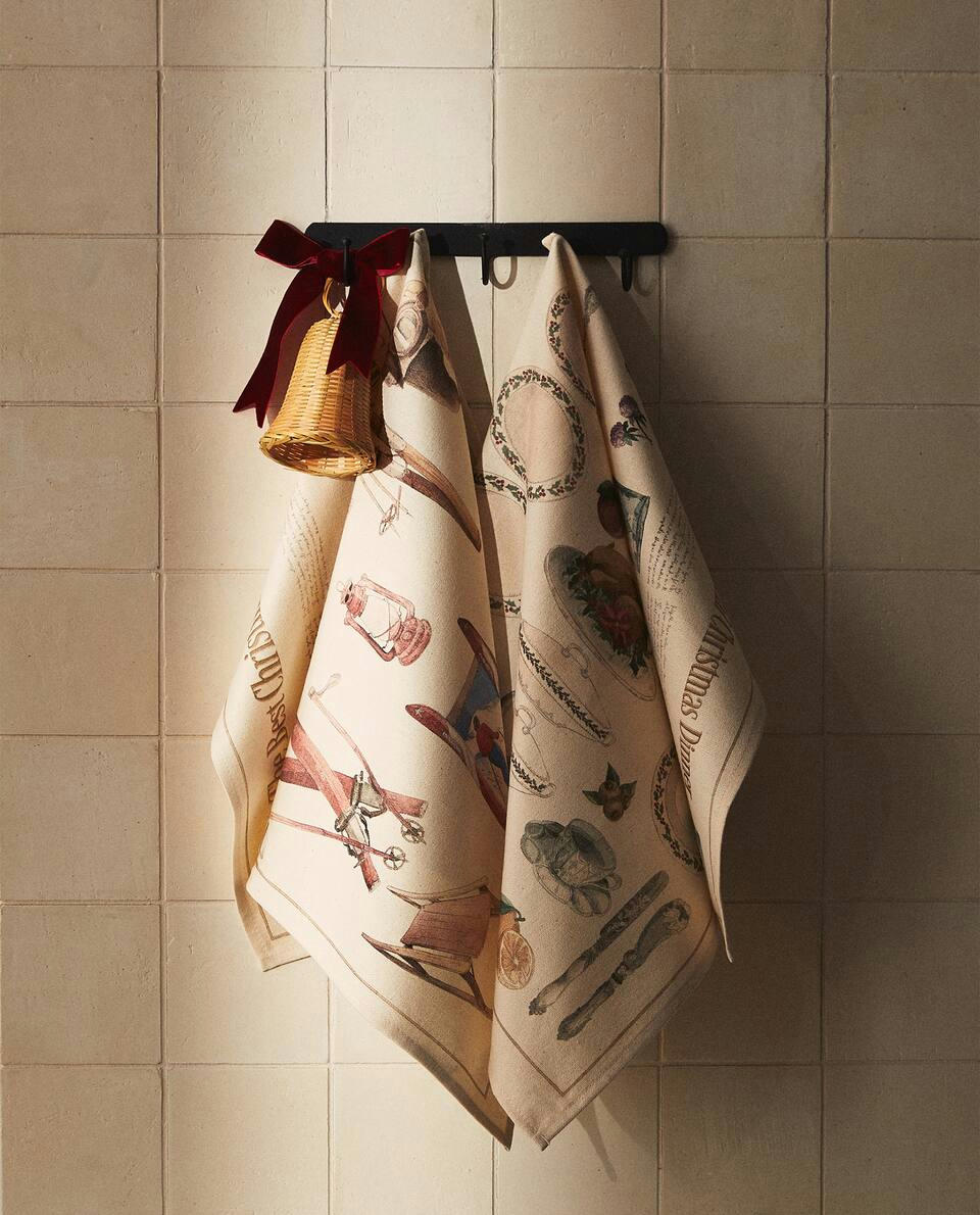 PACOTE DE PANOS DE PRATO DE ALGODÃO PARA JANTAR DE NATAL (PACOTE COM 2)